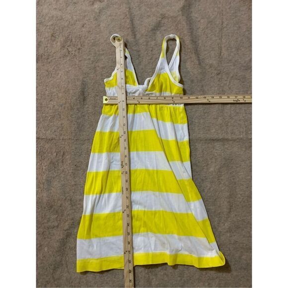 Beautiful vibrant colors Babydoll Bow Mini Dress Yellow Striped Womens size Smal - Picture 5 of 5